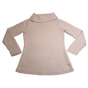 Dana Buchman Cowl Neck Basket Weave Knit Sweater Size Medium Cozy Casual Girly